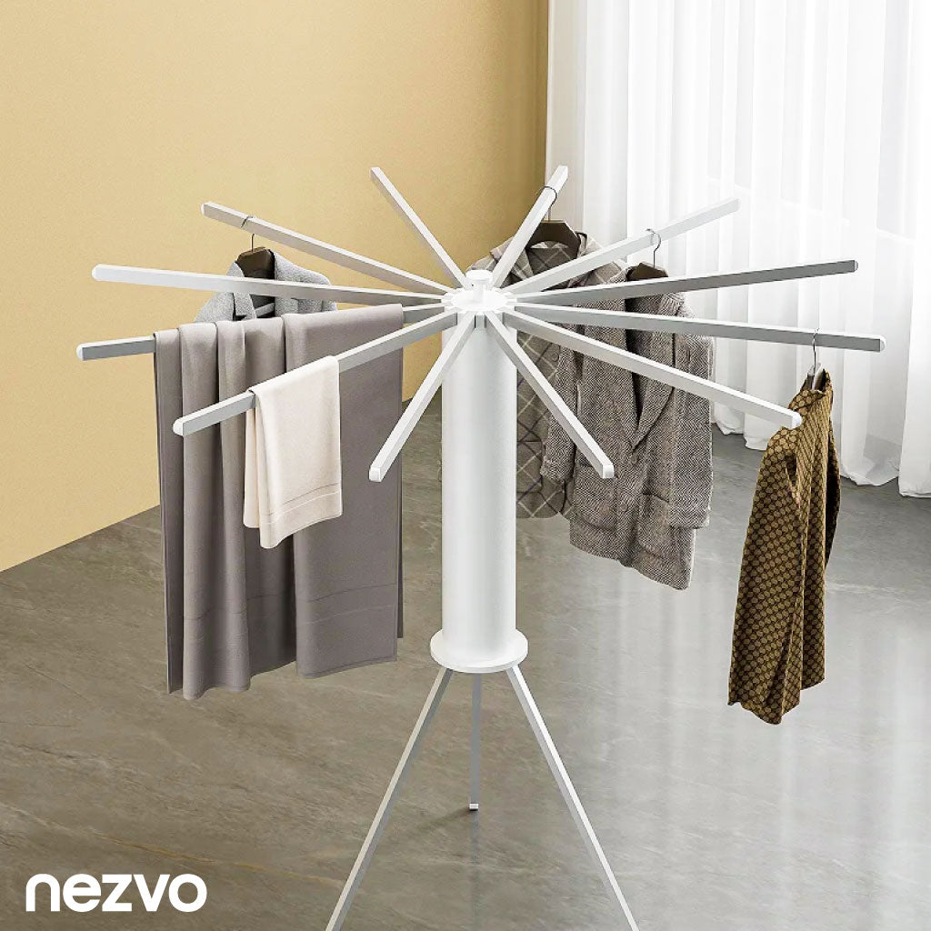 Étendoir à Linge Rotatif Pliable – Séchage Pratique et Compact
