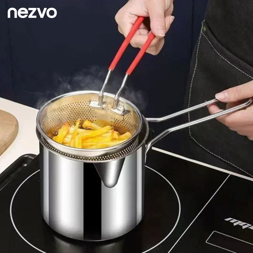 Mini friteuse en inox avec panier filtrant