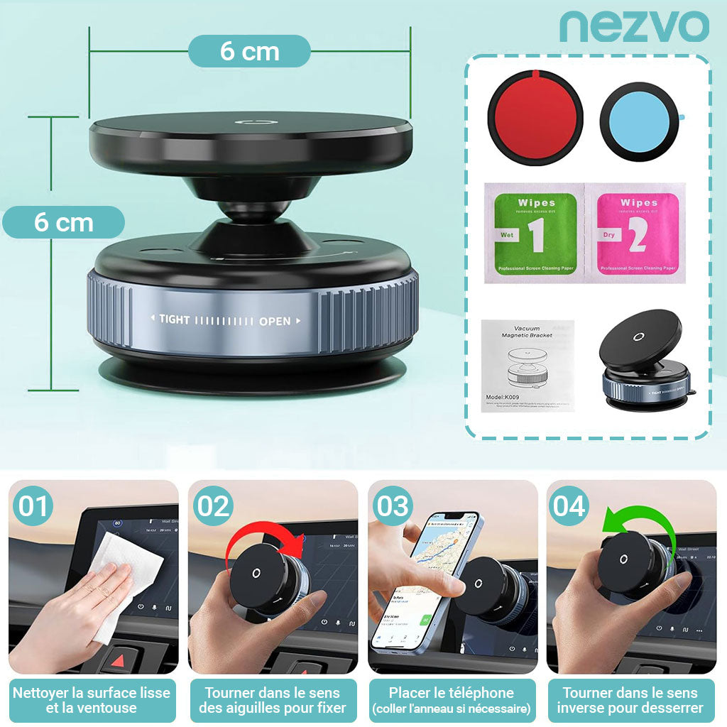 Support Téléphone Magnétique à Ventouse – Stabilité Maximale & Rotation Flexible