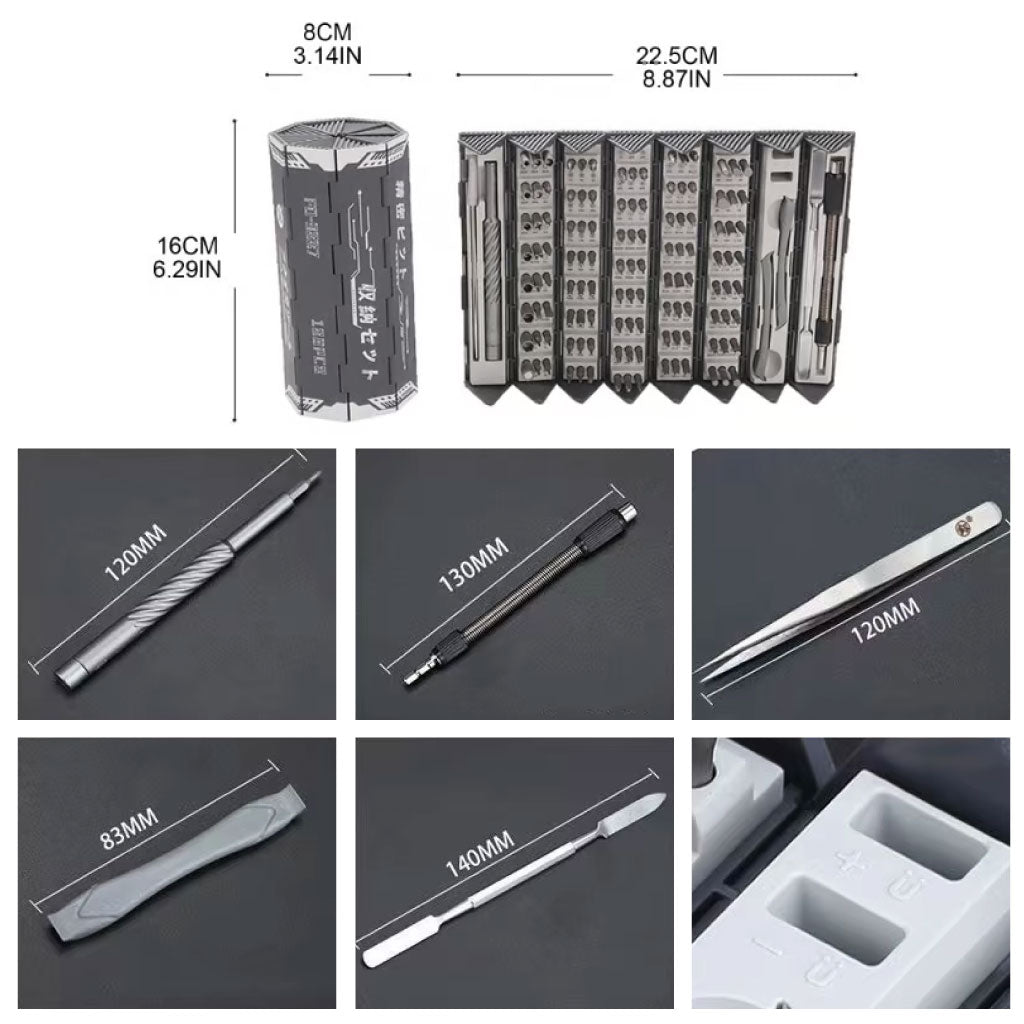 Tournevis Cylindrique Portable 128 en 1