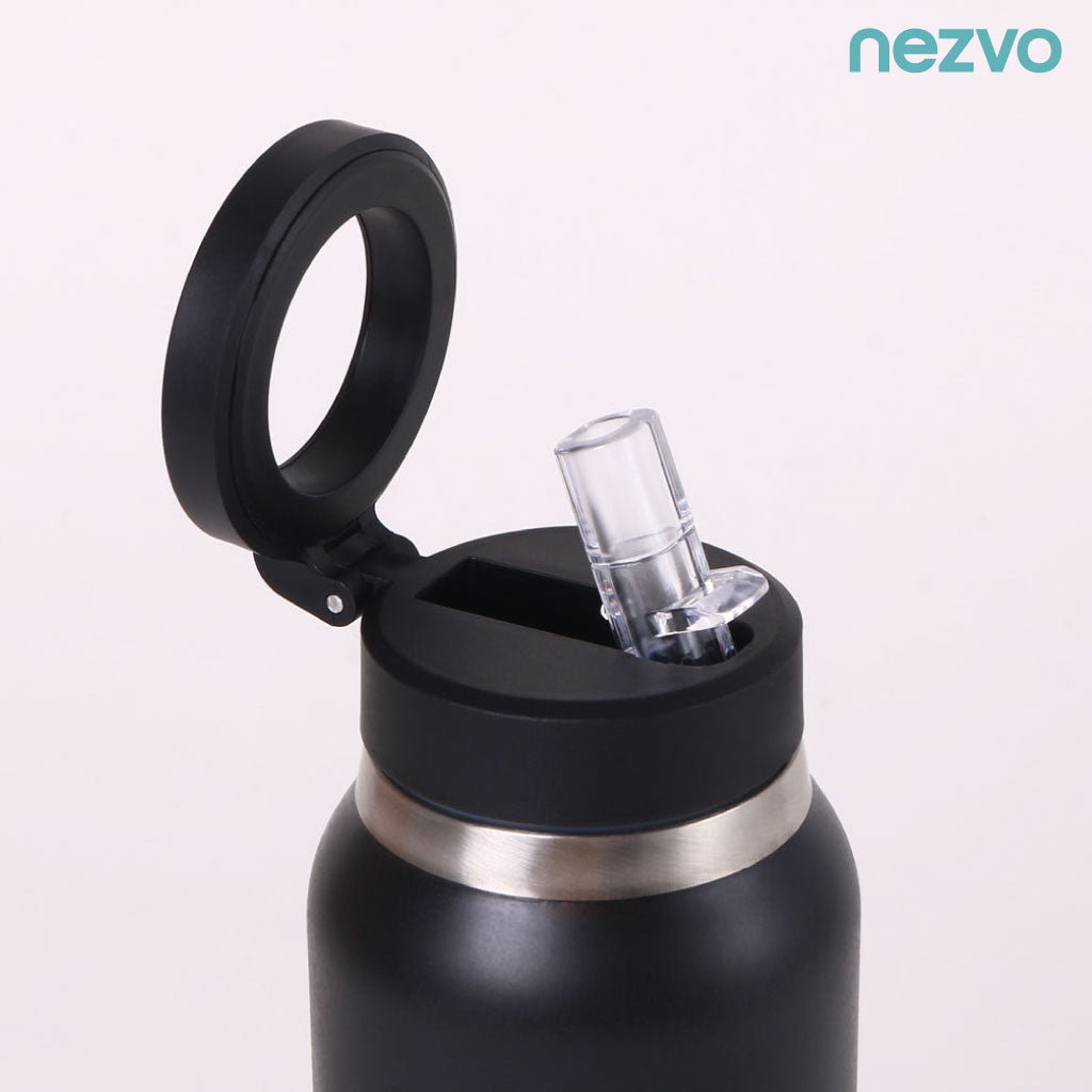Bouteille Isotherme Avec Couvercle Magnétique Ajustable Et Support Téléphone Intégré