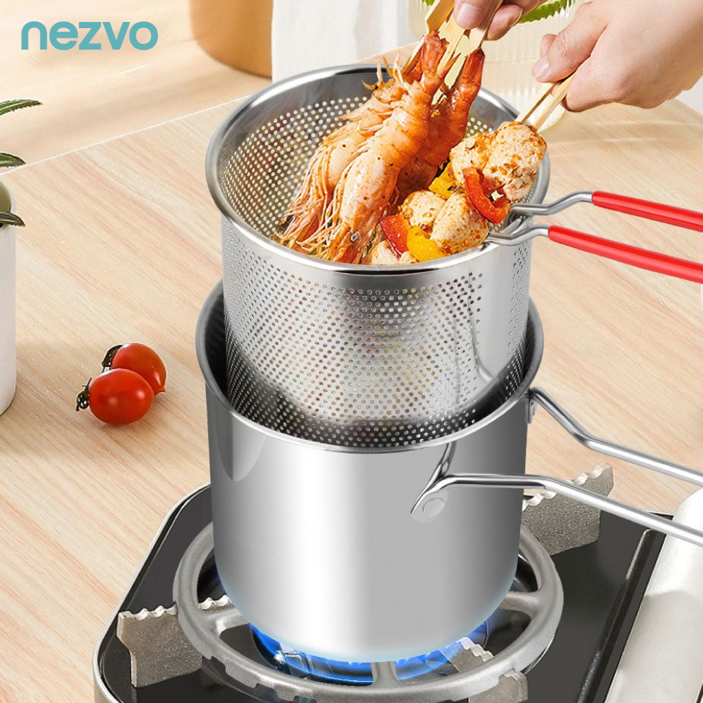 Mini friteuse en inox avec panier filtrant