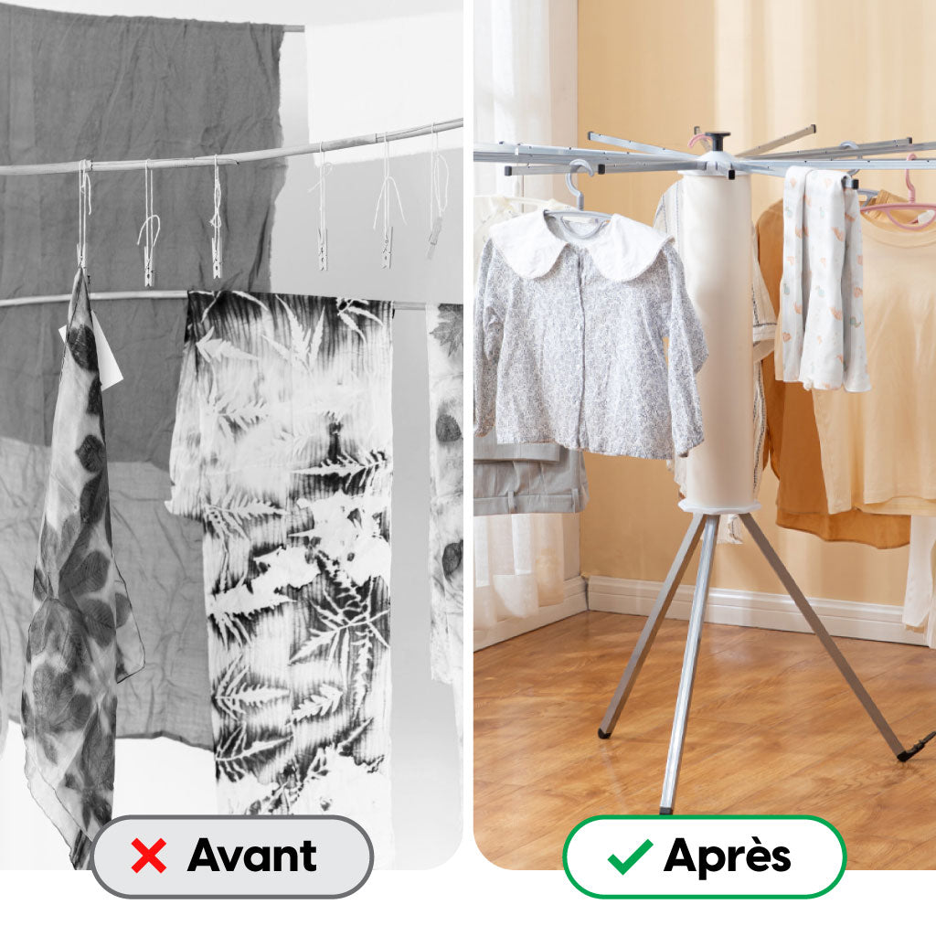 Étendoir à Linge Rotatif Pliable – Séchage Pratique et Compact