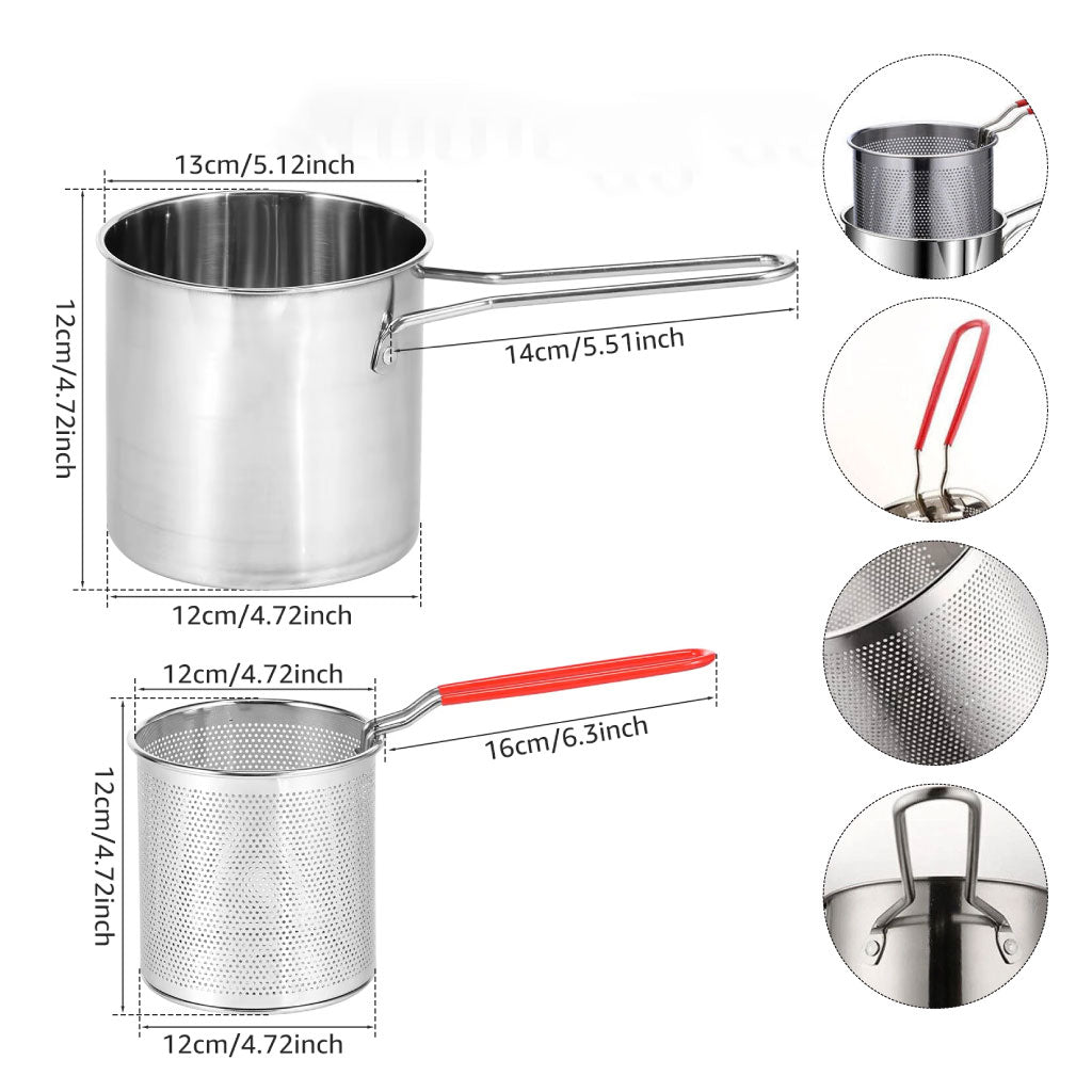Mini friteuse en inox avec panier filtrant