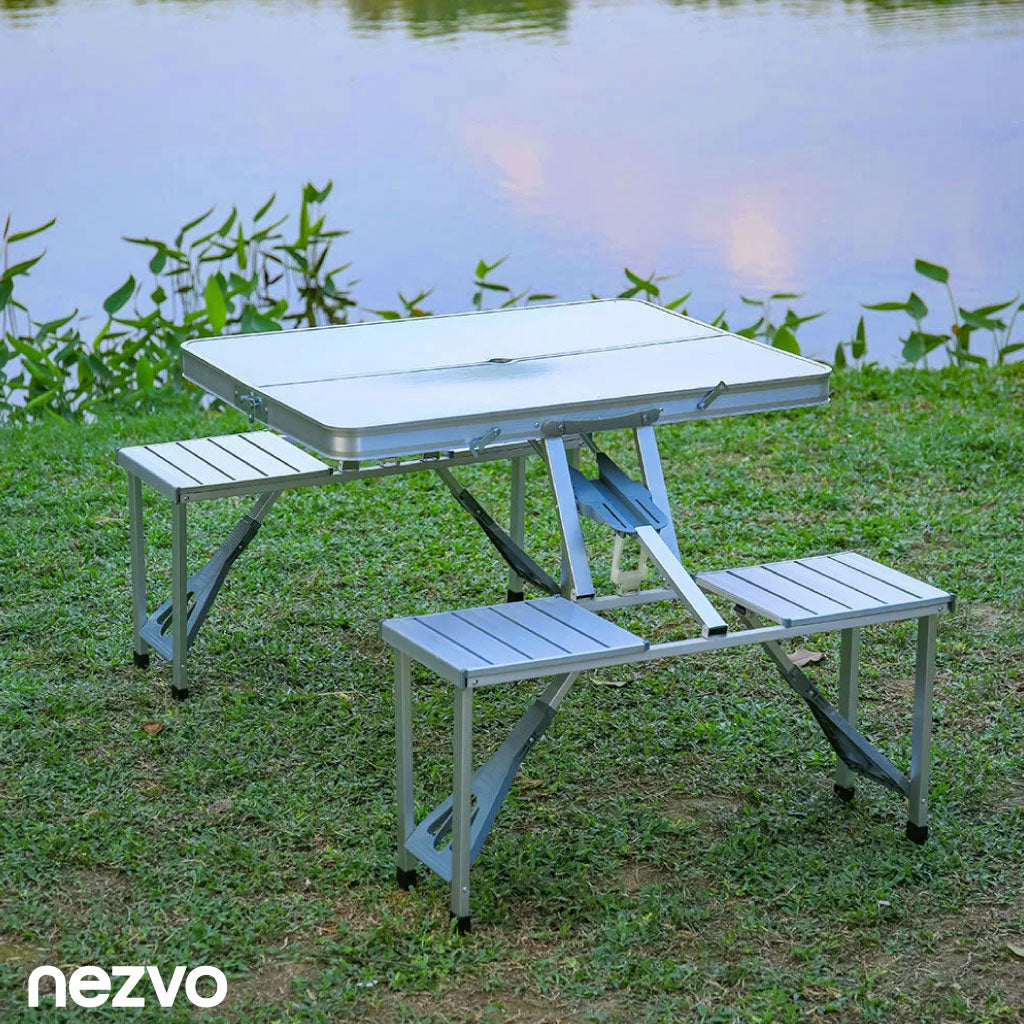 Table Pliable en Aluminium pour Pique-nique & Camping – 4 Places