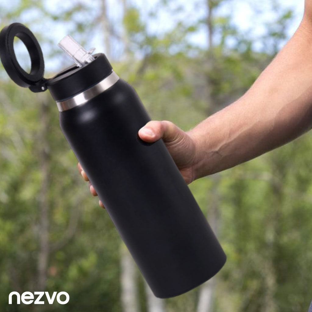 Bouteille Isotherme Avec Couvercle Magnétique Ajustable Et Support Téléphone Intégré