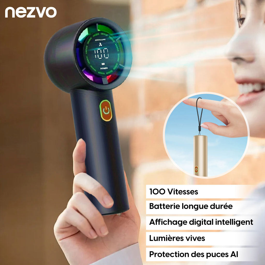 Mini Ventilateur Haute Vitesse USB – 100 Vitesses, Affichage Intelligent !