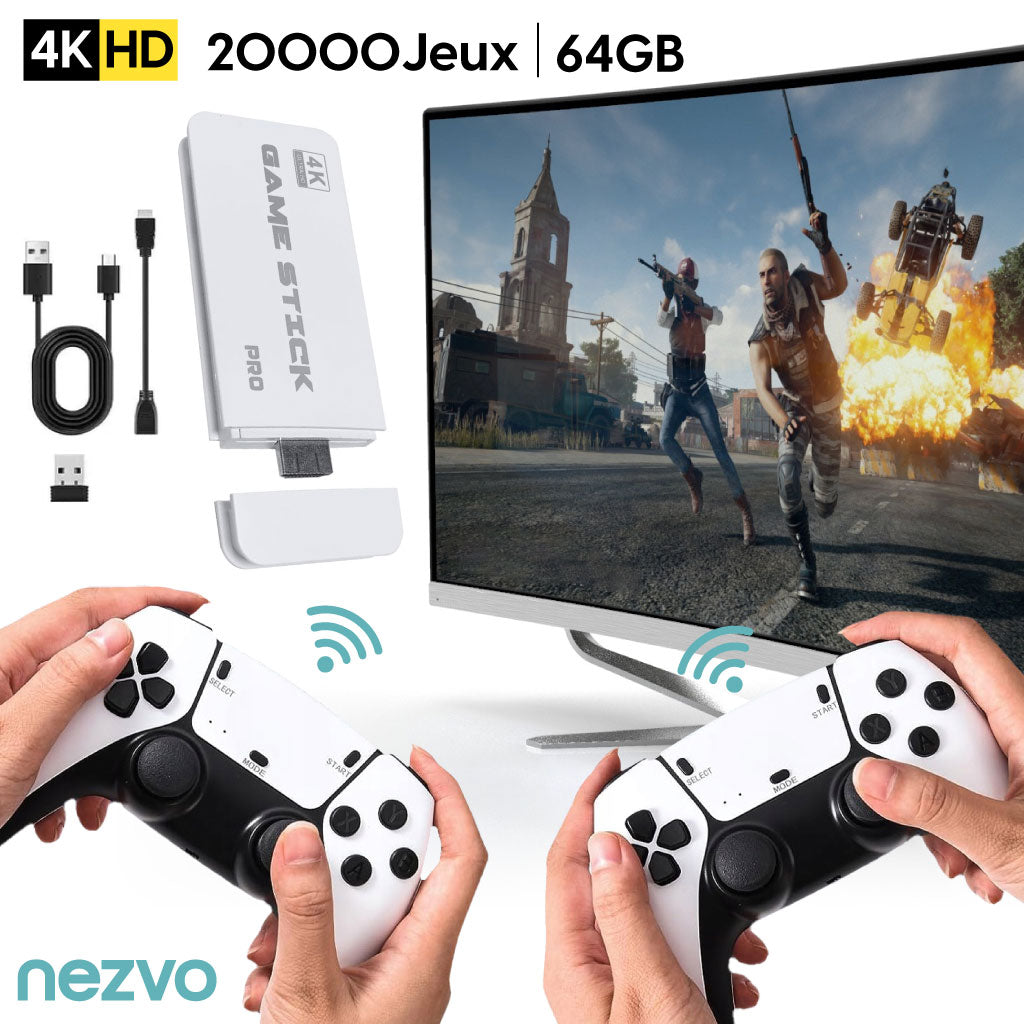 Console Rétro HDMI 4K avec 20000+ Jeux Intégrés et 2 Manettes Sans Fil