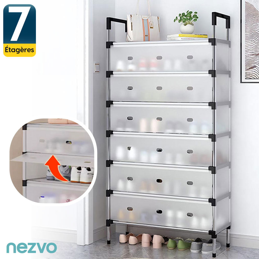 Étagère à Chaussures 7 Niveaux – Anti-Poussière & Gain de Place