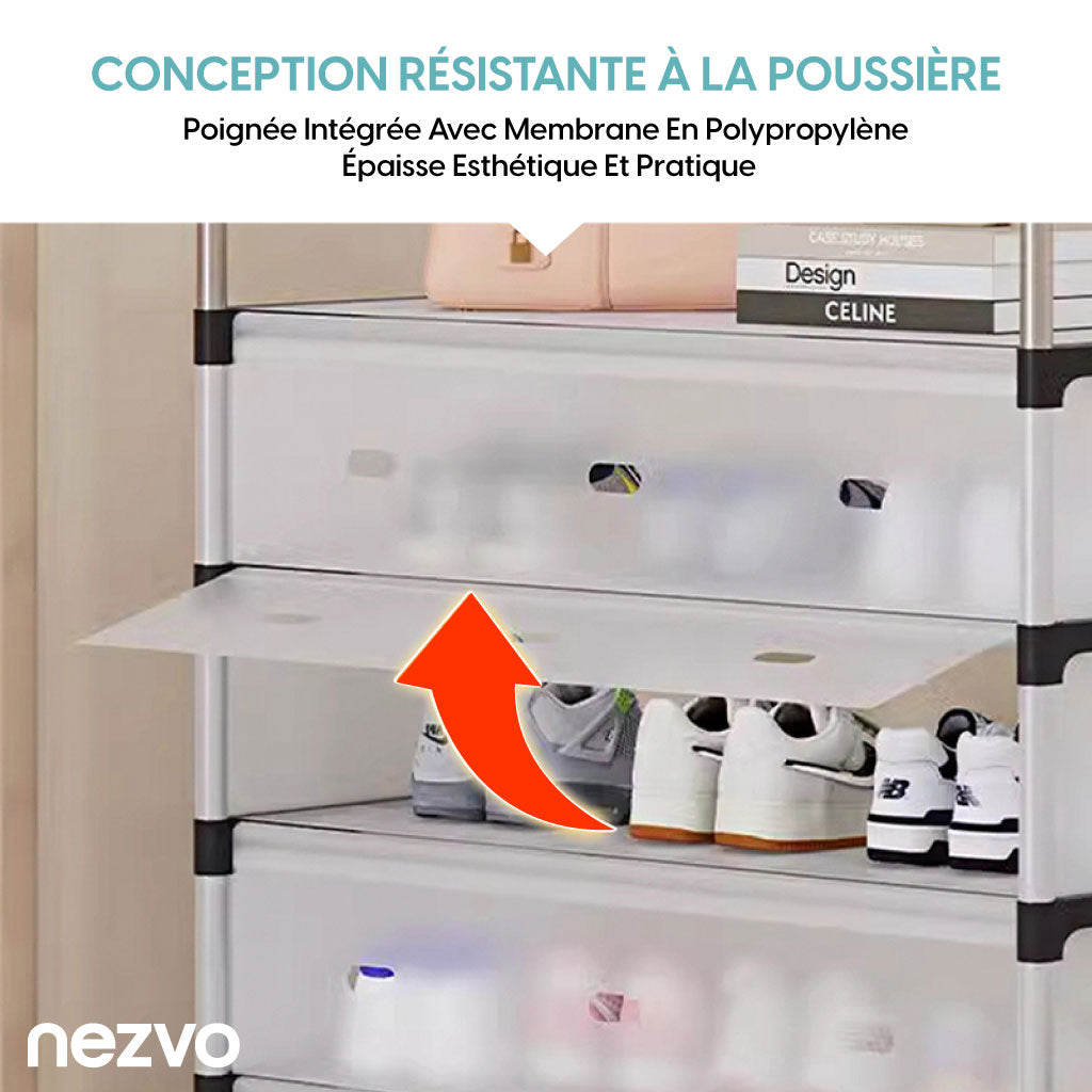 Étagère à Chaussures 7 Niveaux – Anti-Poussière & Gain de Place