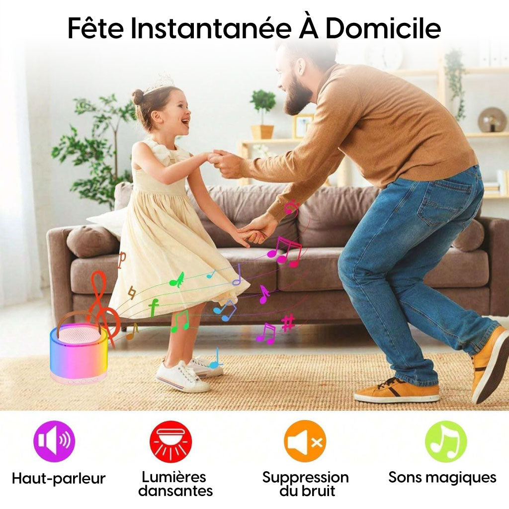 Mini Karaoké Speaker Bluetooth Avec Deux Microphones Et Lumières RGB