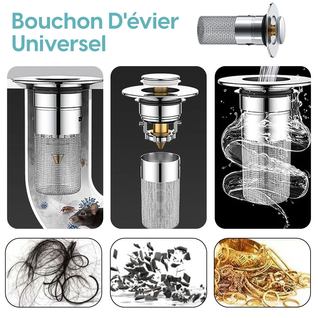 Bouchon d’Évier Anti-Bouchage – Filtre Intelligent Pour Déchets !