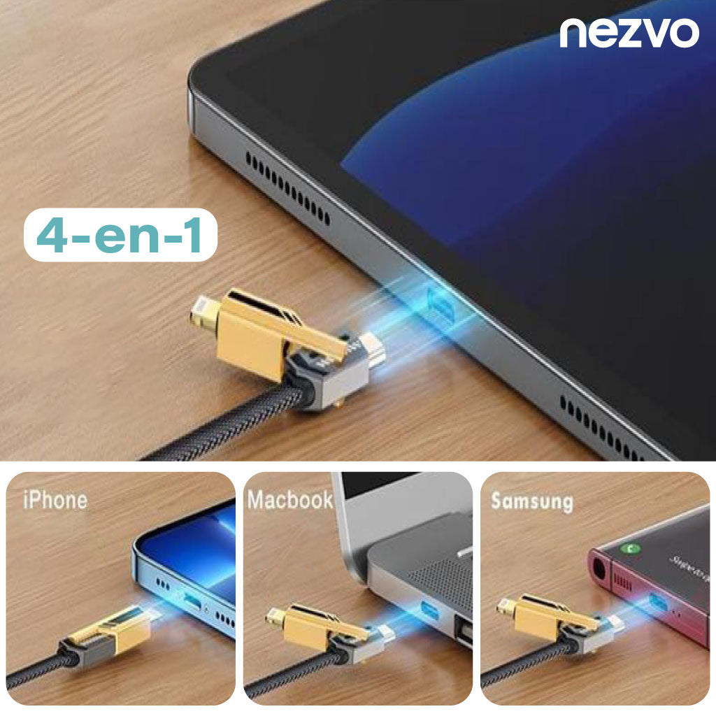 Câble 4-en-1 Ultra Rapide – Lightning / Micro USB / Type-C