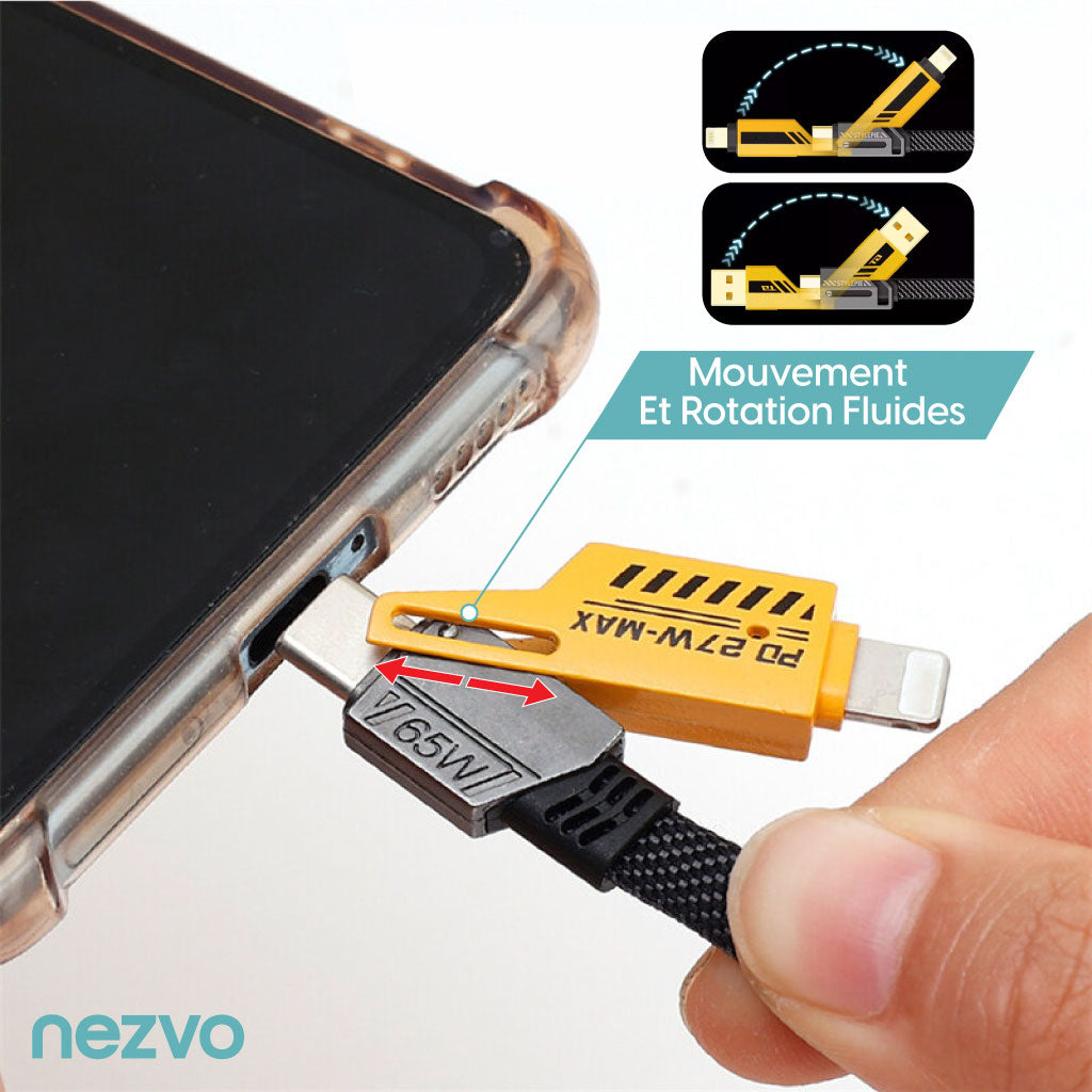 Câble 4-en-1 Ultra Rapide – Lightning / Micro USB / Type-C