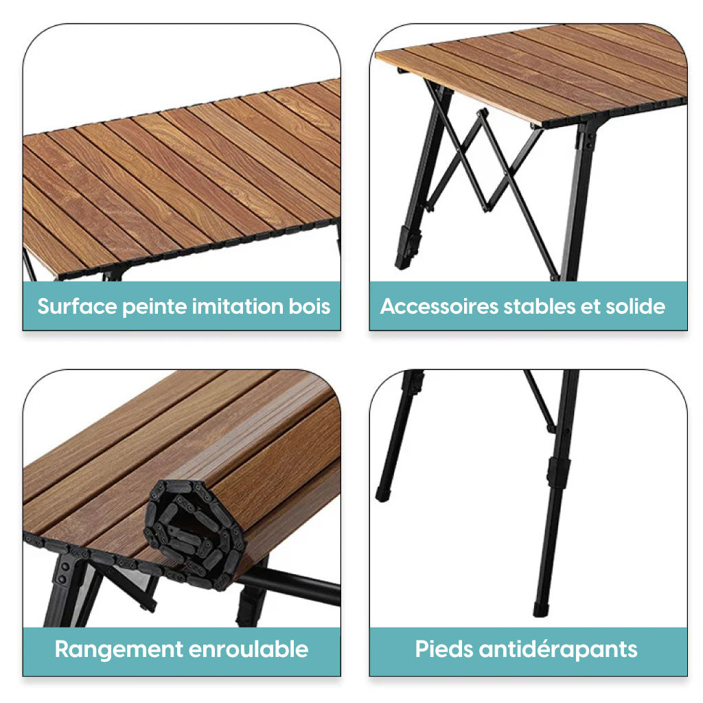 Table De Camping Pliante Portable – Légère, Solide Et Facile à Transporter