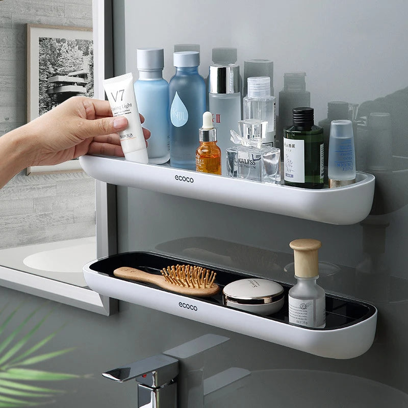 Étagère Murale de Salle de Bain avec Barre Porte-Serviettes