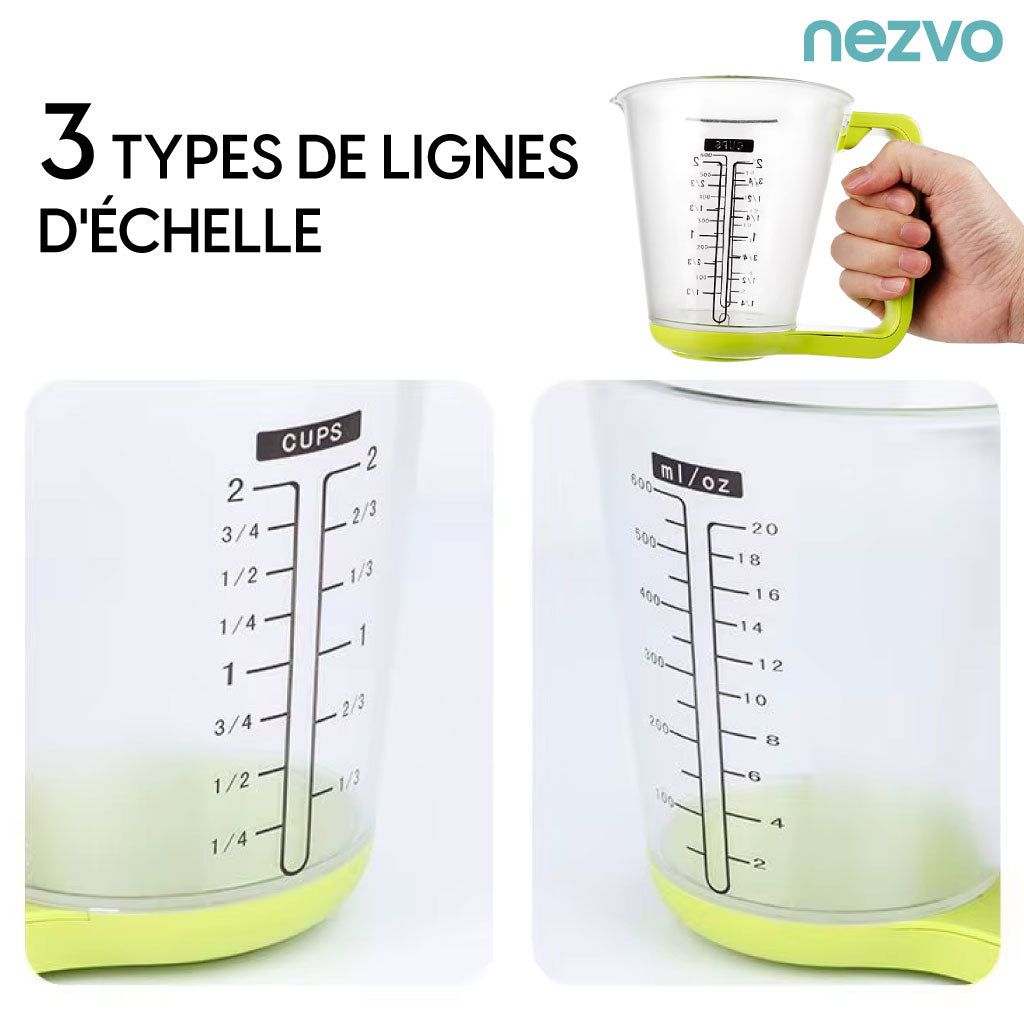 Verre Doseur Intelligent 4-en-1 – Balance, Thermomètre, LCD & Fonction Tare