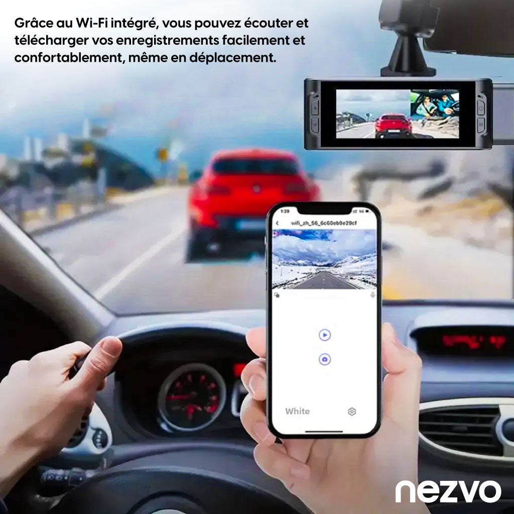 Caméra Embarquée WiFi Full HD 1080P – Double Objectif, Écran Intégré & Vision Nocturne