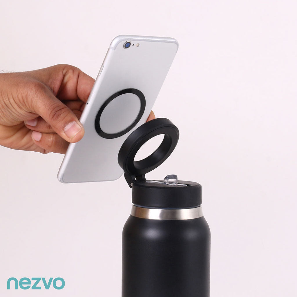 Bouteille Isotherme Avec Couvercle Magnétique Ajustable Et Support Téléphone Intégré