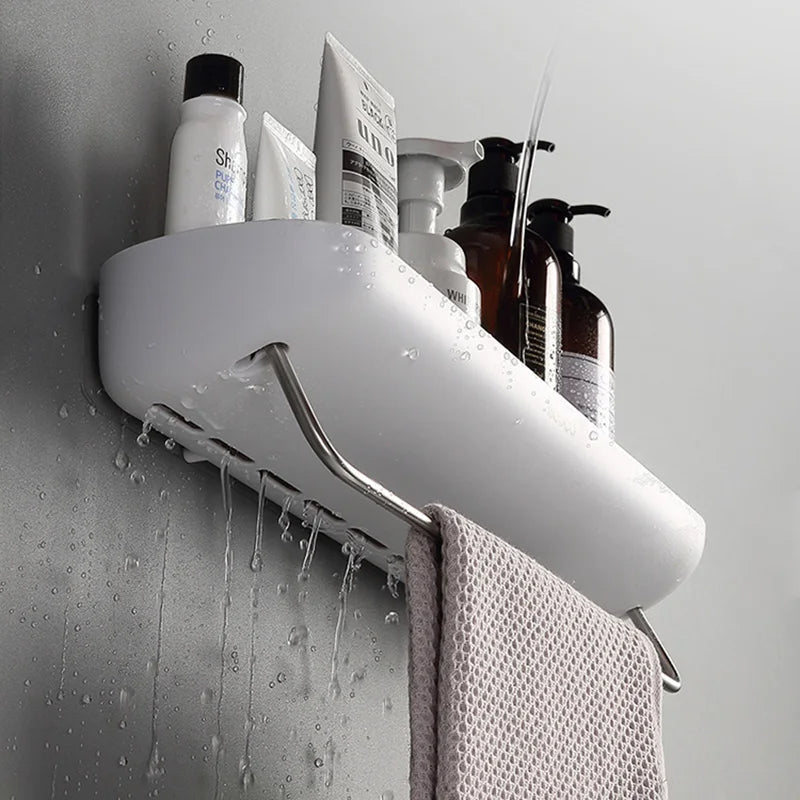 Étagère Murale de Salle de Bain avec Barre Porte-Serviettes