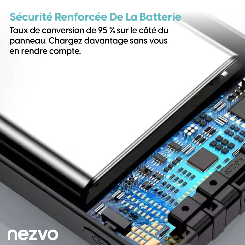 Power Bank Solaire – Recharge Écologique avec Câbles Intégrés