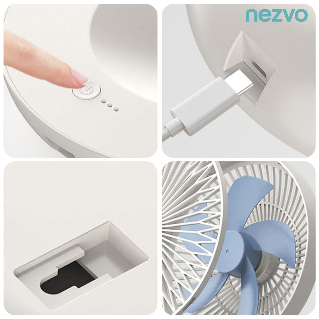 Ventilateur Réglable à Suspension Pliable Électrique et Sans Fil