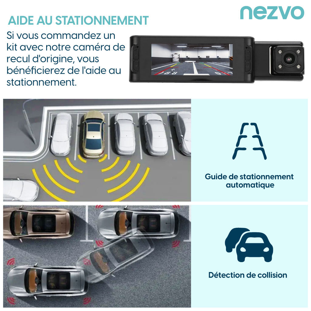 Caméra Embarquée WiFi Full HD 1080P – Double Objectif, Écran Intégré & Vision Nocturne