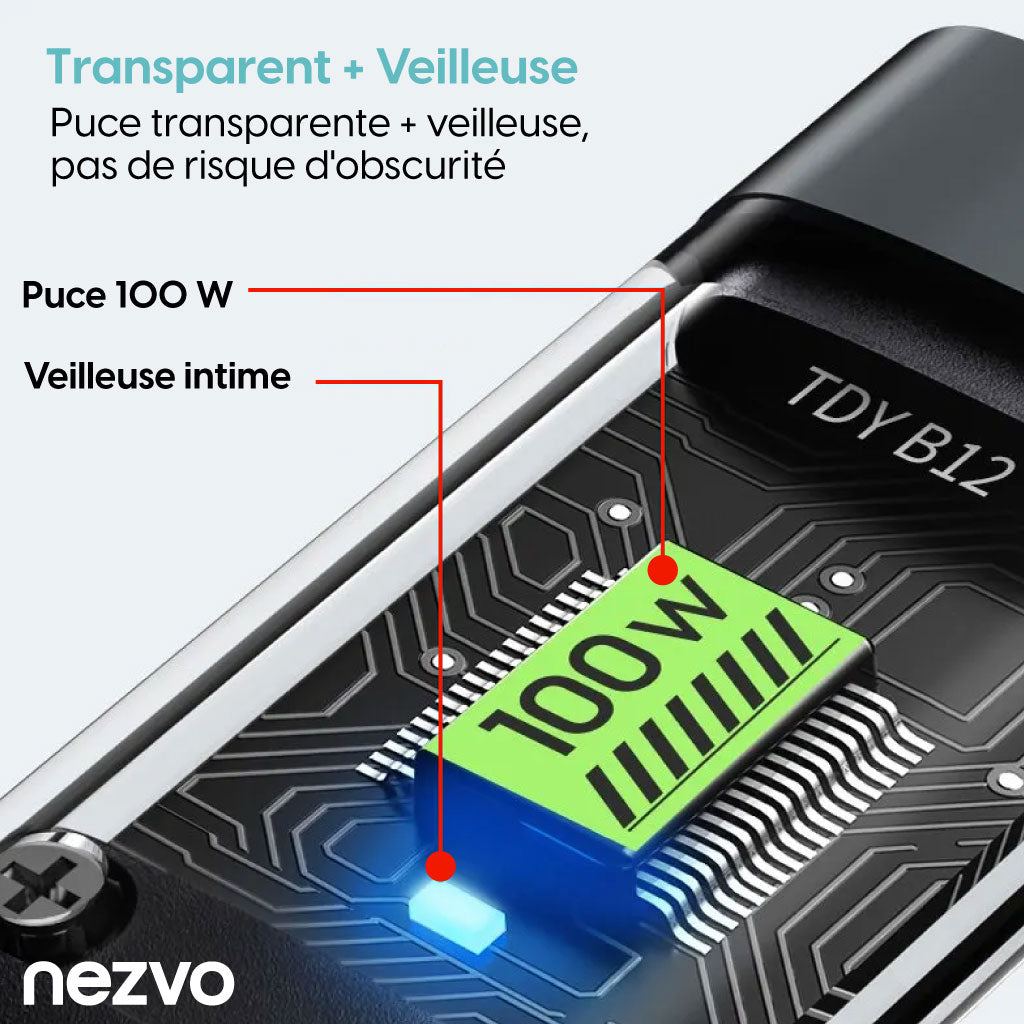 Câble de Charge 3-en-1 – Puissance 100W avec Écran LED