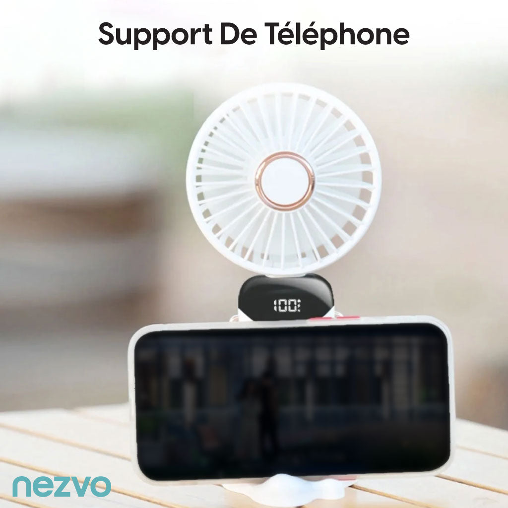 Mini Ventilateur LED Portatif avec 5 Vitesses