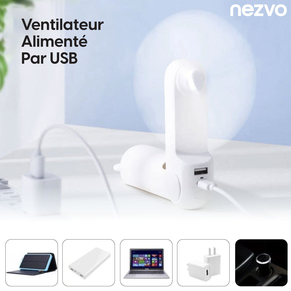 Mini Ventilateur Portable Multifonction Avec Lampe Torche & Batterie de Secours !
