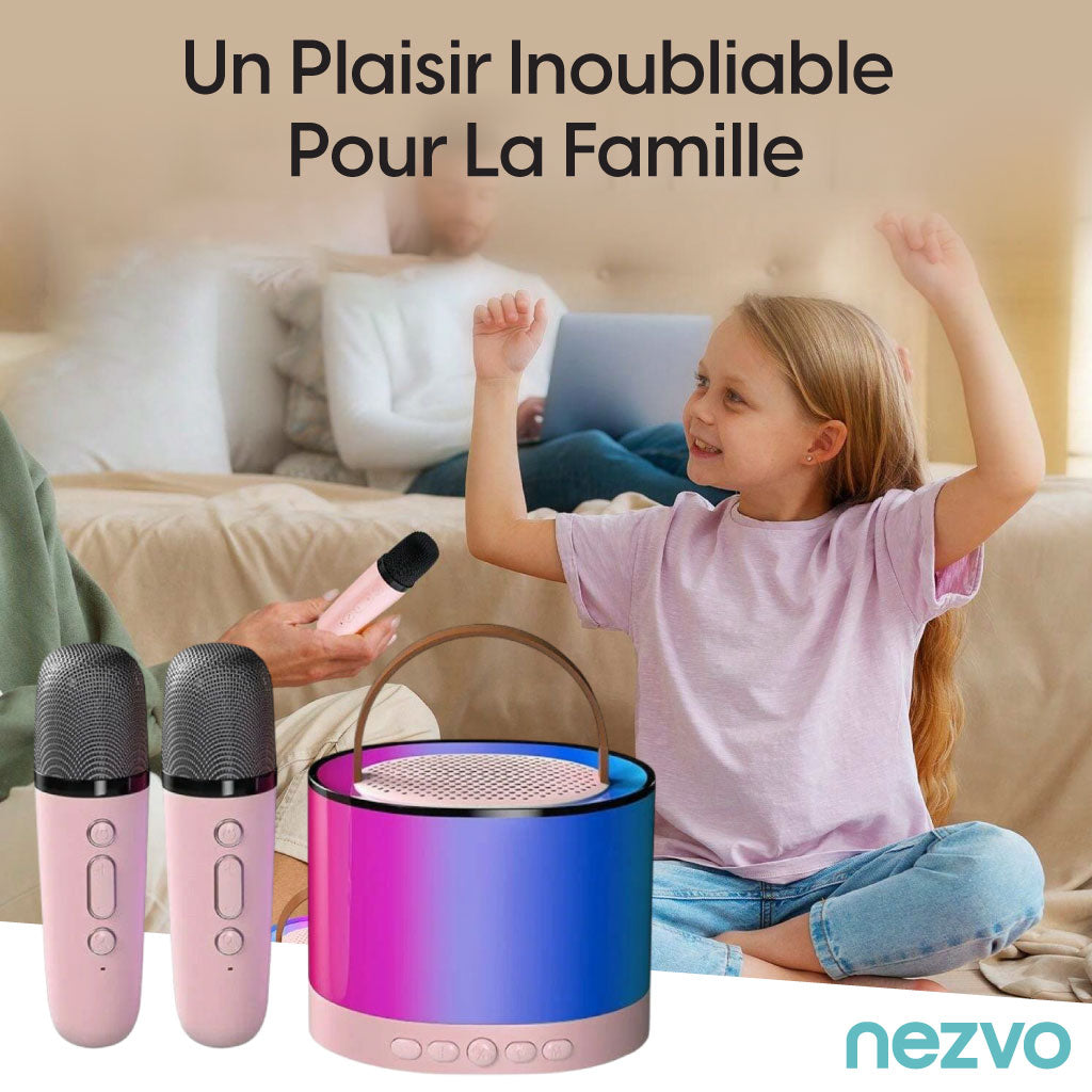 Mini Karaoké Speaker Bluetooth Avec Deux Microphones Et Lumières RGB
