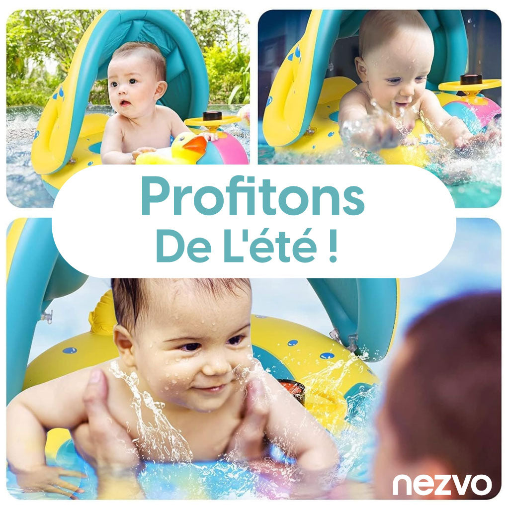 Bouée Gonflable Bébé avec Auvent,Idéal pour la piscine et la plage