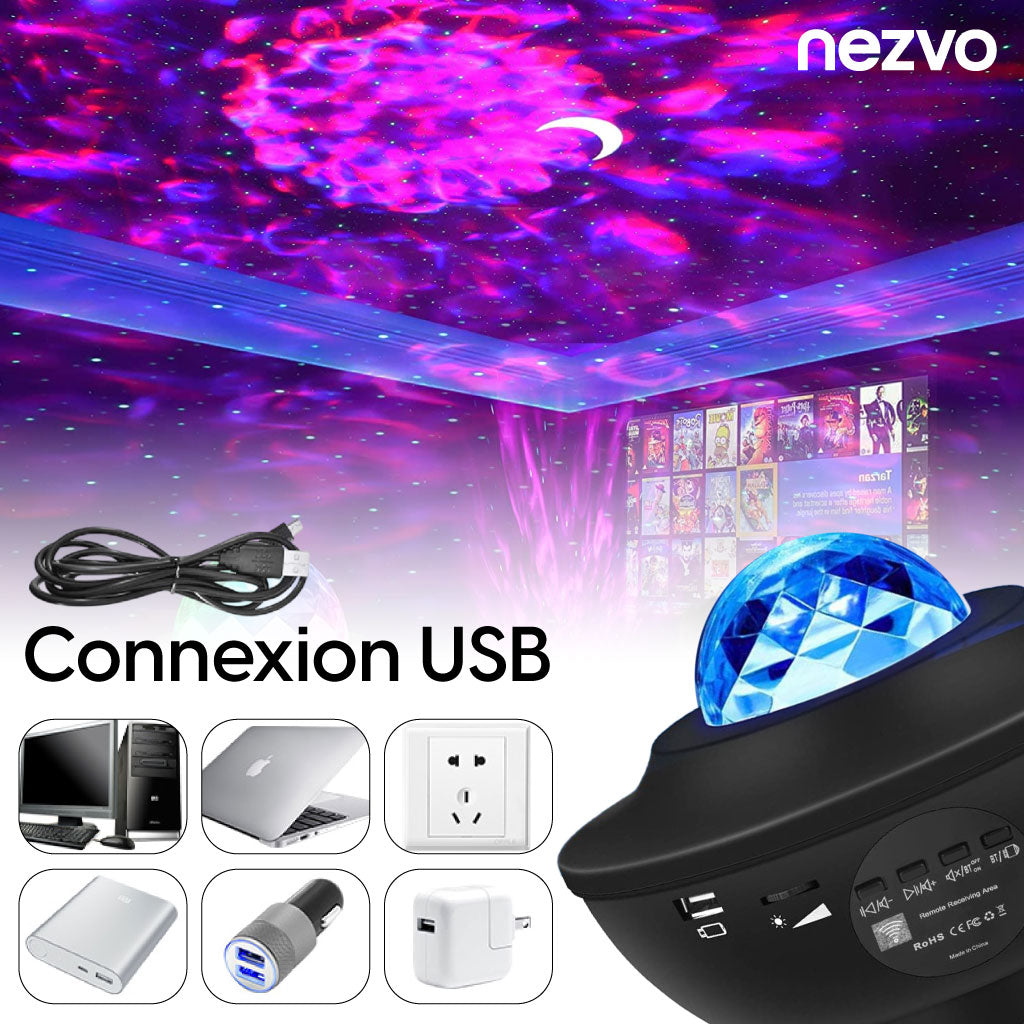 Projecteur LED Galaxie avec Haut-Parleur Bluetooth