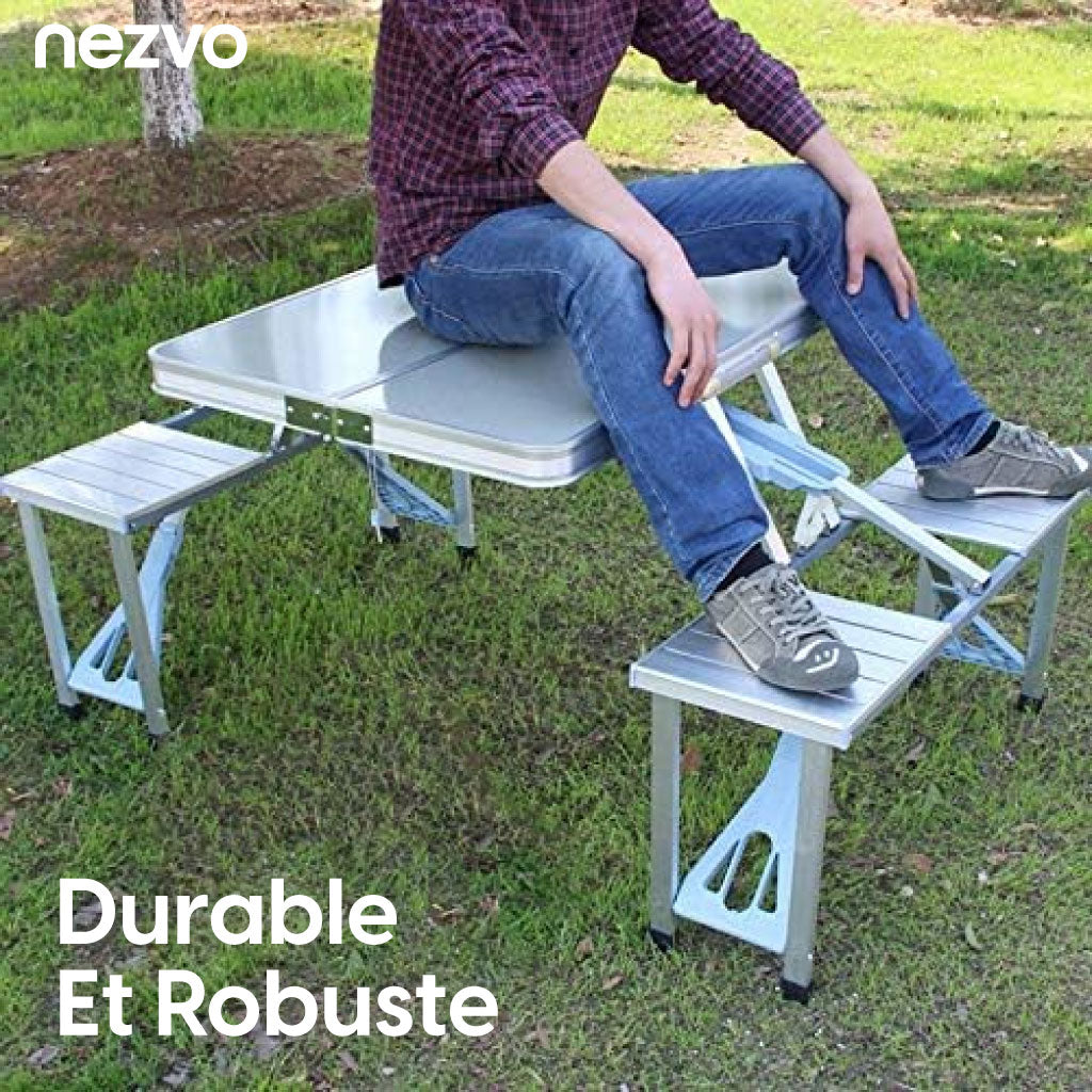 Table Pliable en Aluminium pour Pique-nique & Camping – 4 Places