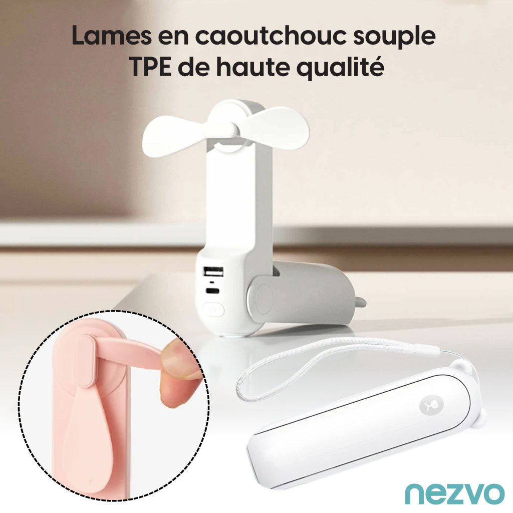 Mini Ventilateur Portable Multifonction Avec Lampe Torche & Batterie de Secours !