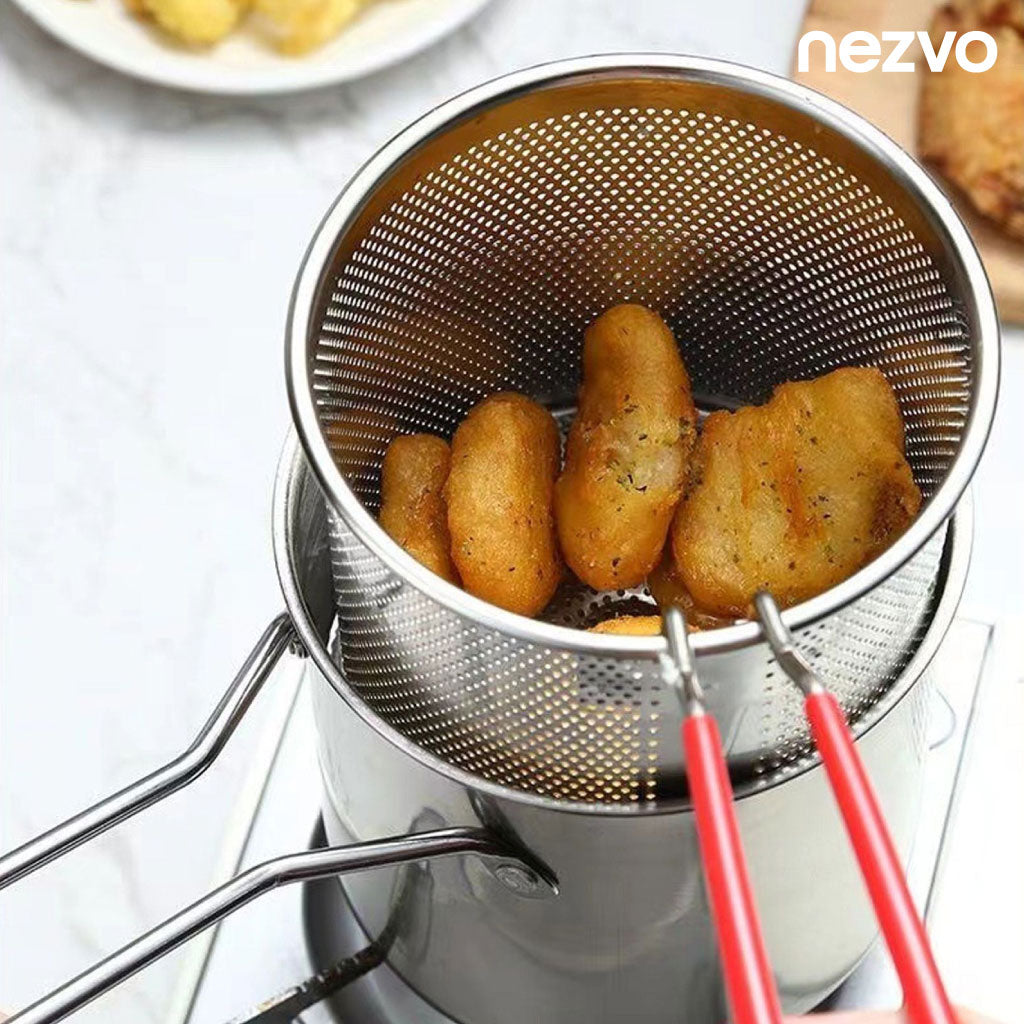 Mini friteuse en inox avec panier filtrant