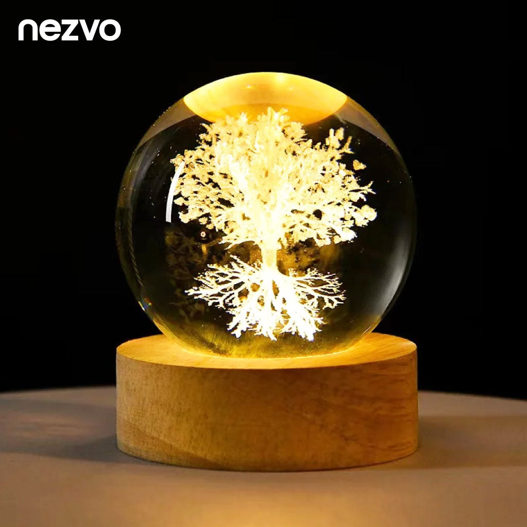 Boule de Cristal 3D Une Lumière LED Et Gravure Magique