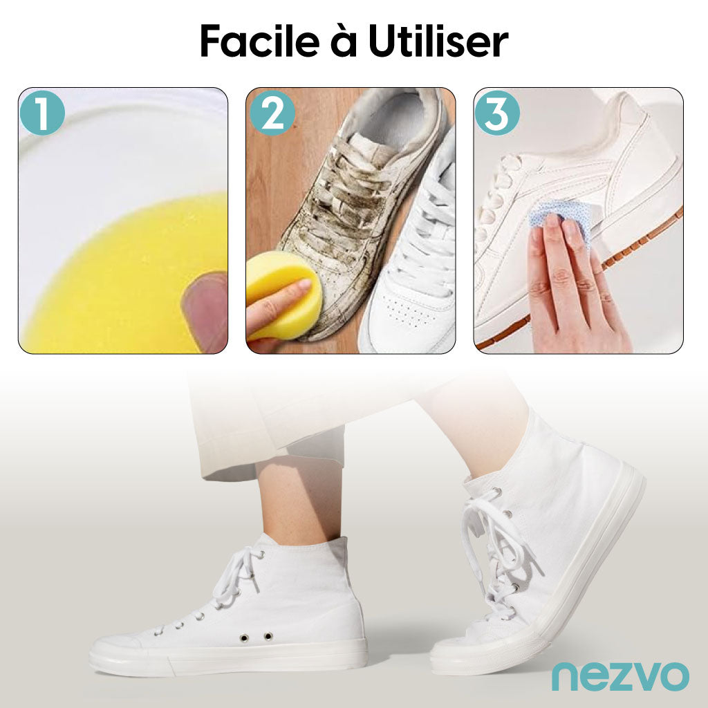 Nettoyeur Magique Ultra-Blanchissant pour Chaussures Avec Éponge Applicatrice