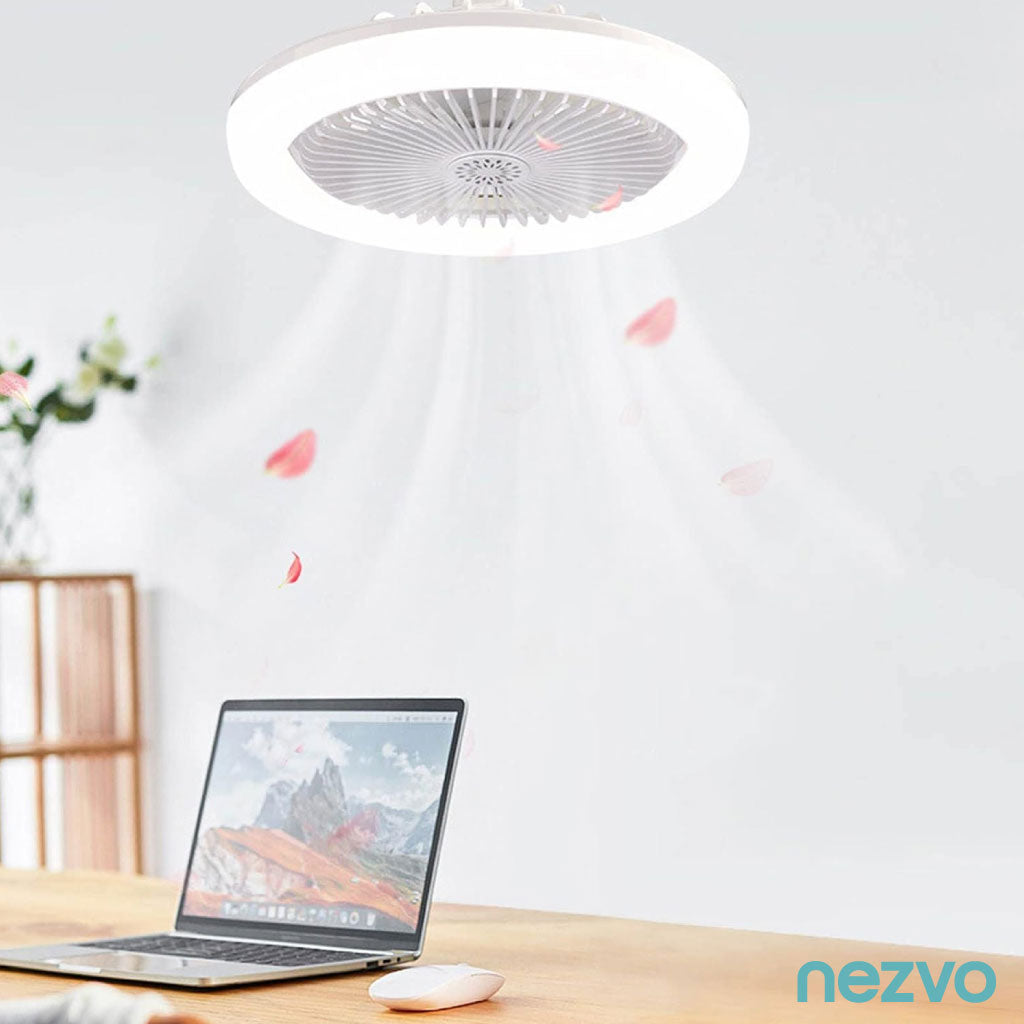Ventilateur de Plafond 2-en-1 Silencieux avec Éclairage LED & Télécommande – Douille ,3 Vitesses, 30W