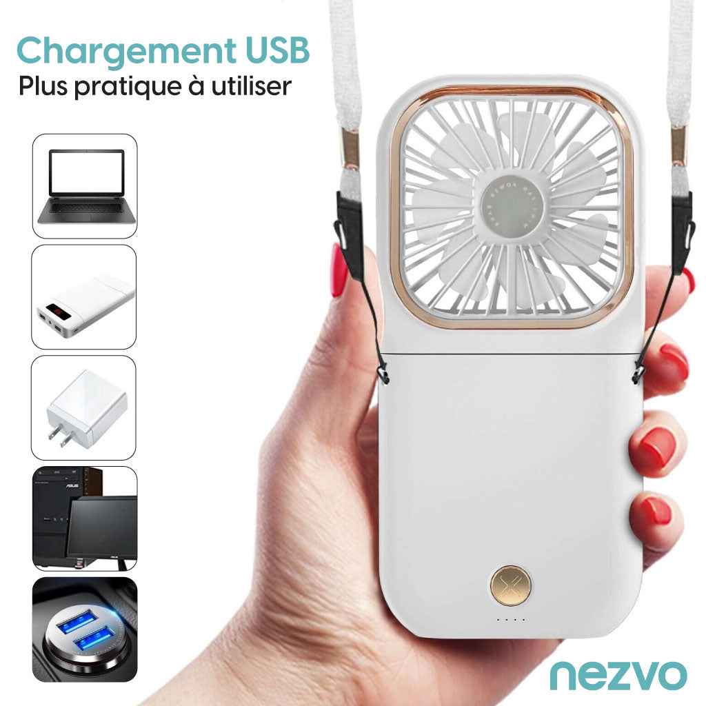 Ventilateur Portatif 3-en-1 – USB Rechargeable
