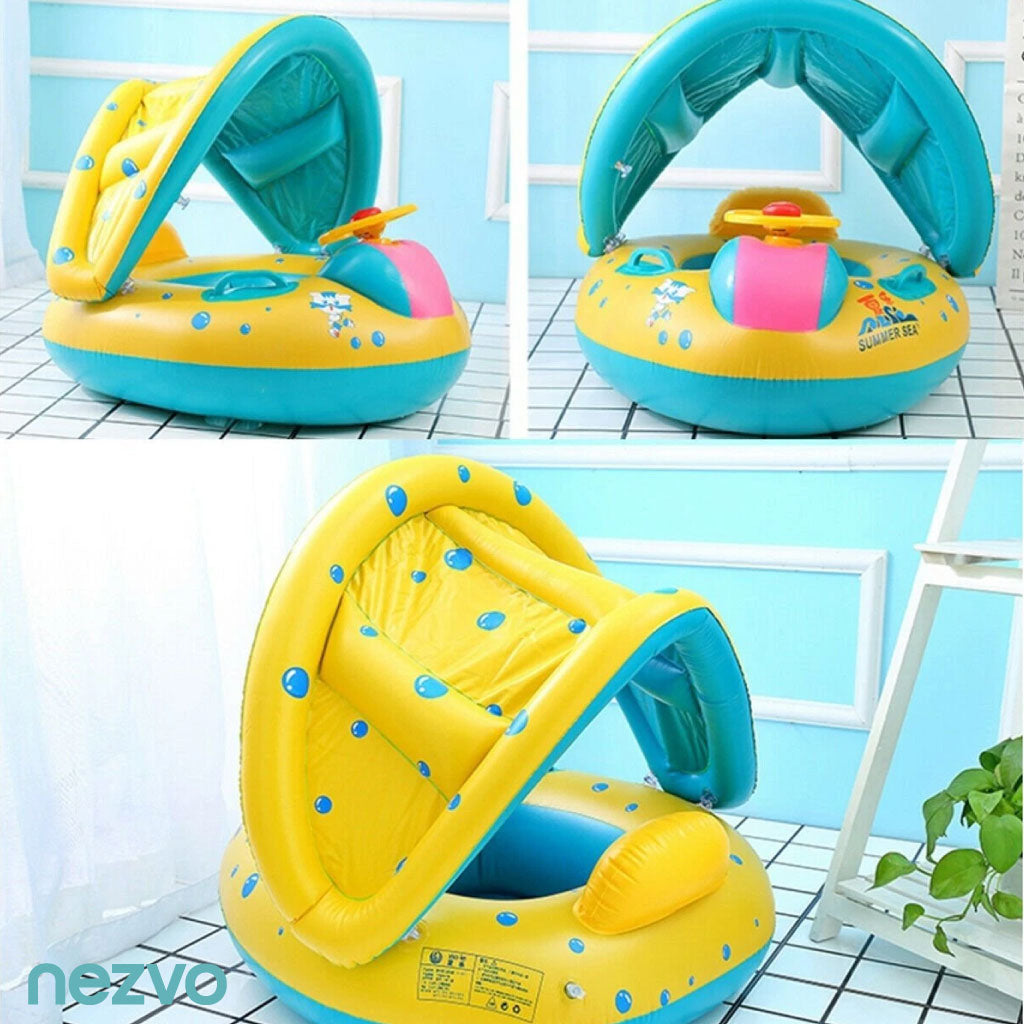 Bouée Gonflable Bébé avec Auvent,Idéal pour la piscine et la plage