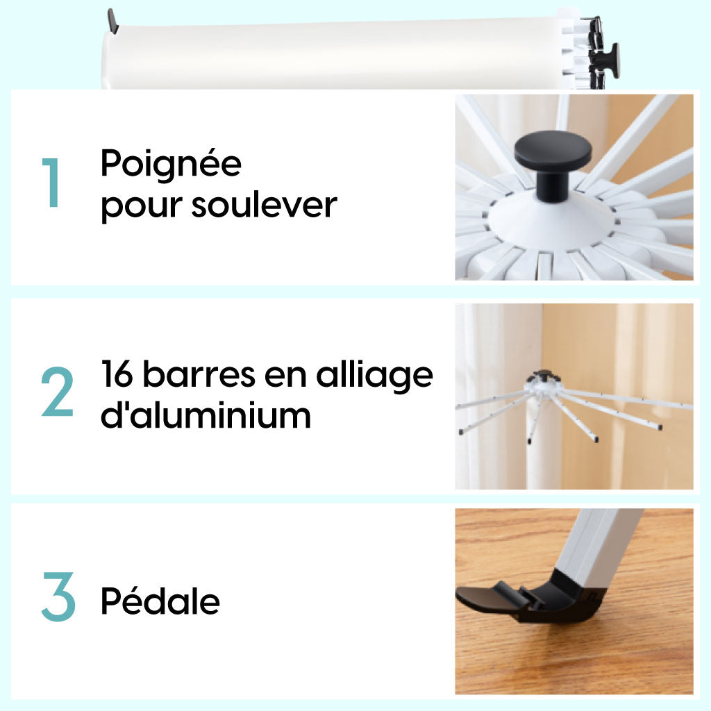 Étendoir à Linge Rotatif Pliable – Séchage Pratique et Compact