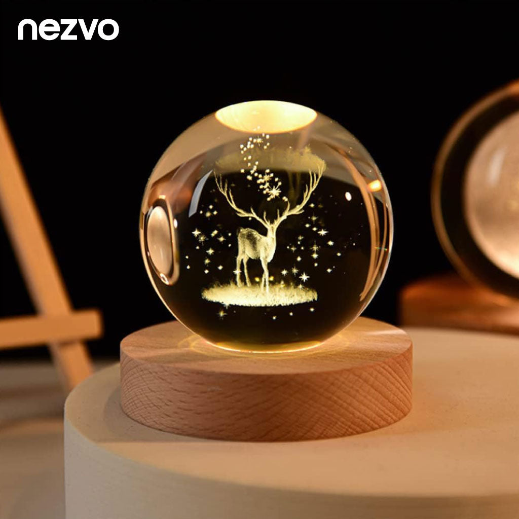 Boule de Cristal 3D Une Lumière LED Et Gravure Magique