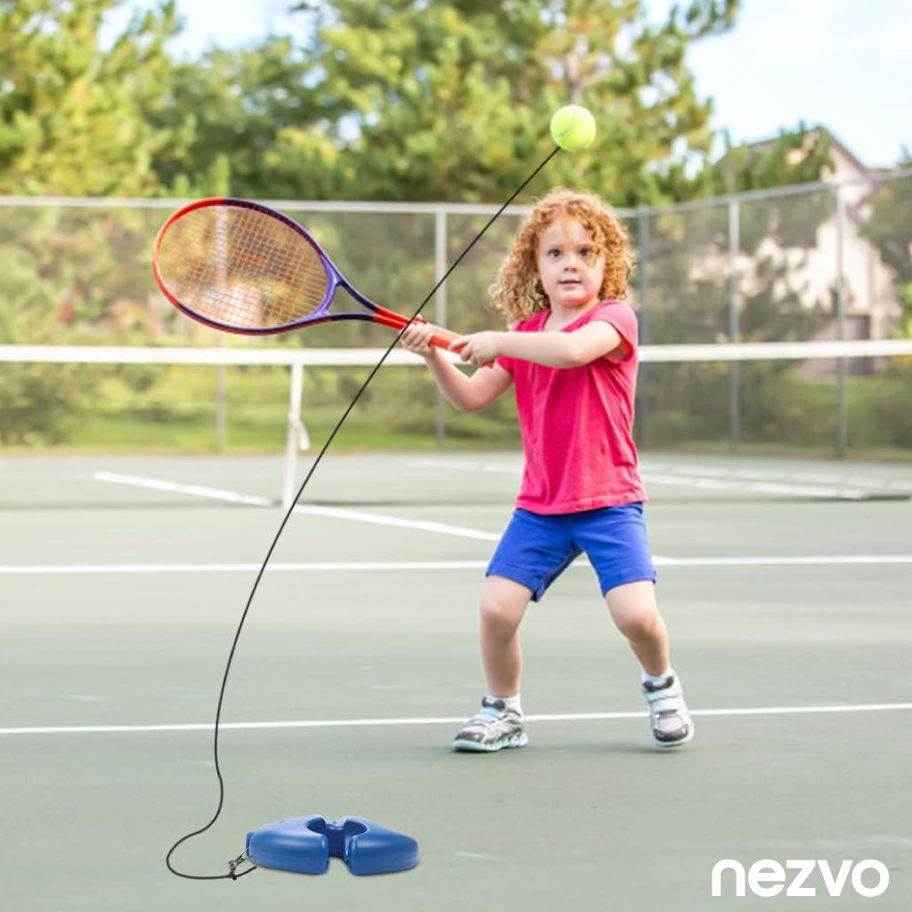 Entraîneur De Tennis Portable – Base Antidérapante Avec Balle & Cordon Élastique !