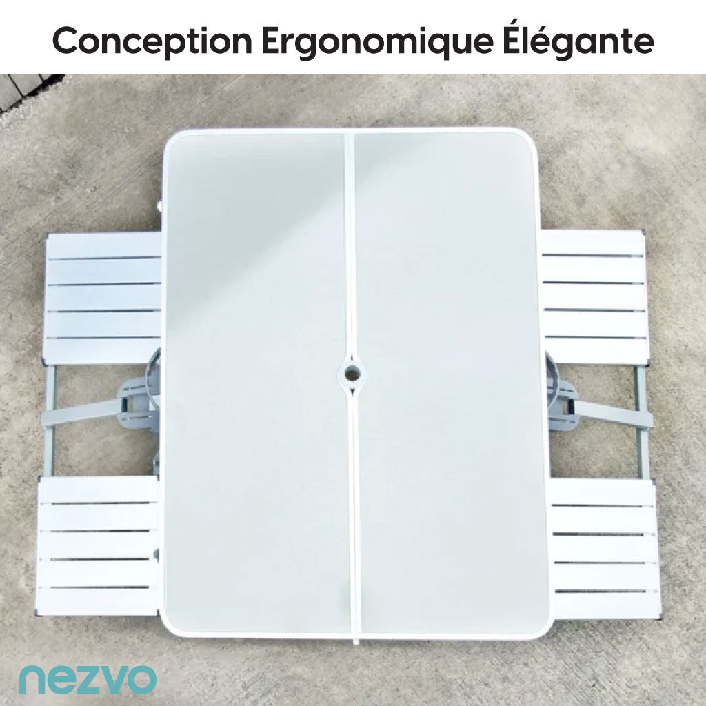 Table Pliable en Aluminium pour Pique-nique & Camping – 4 Places