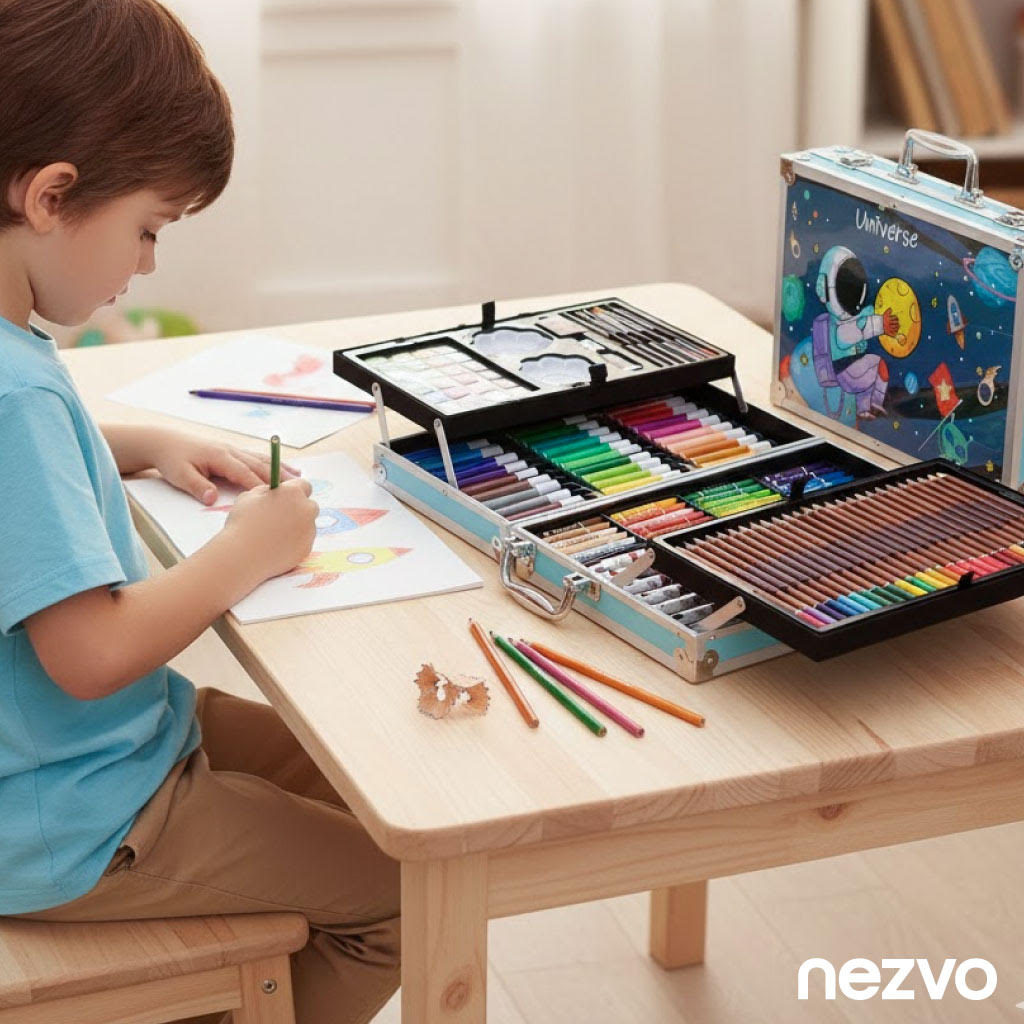 Mallette De Dessin 145 Pièces – Le Kit Créatif Complet Pour Petits Artistes !