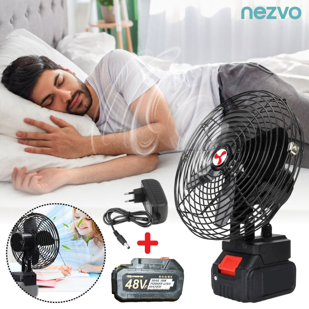 Ventilateur Rechargeable 48V à 4 Lames Métalliques à Haute Puissance