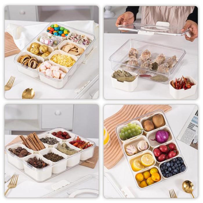 Boîte de Rangement Alimentaire – Plateau à Compartiments avec Couvercle