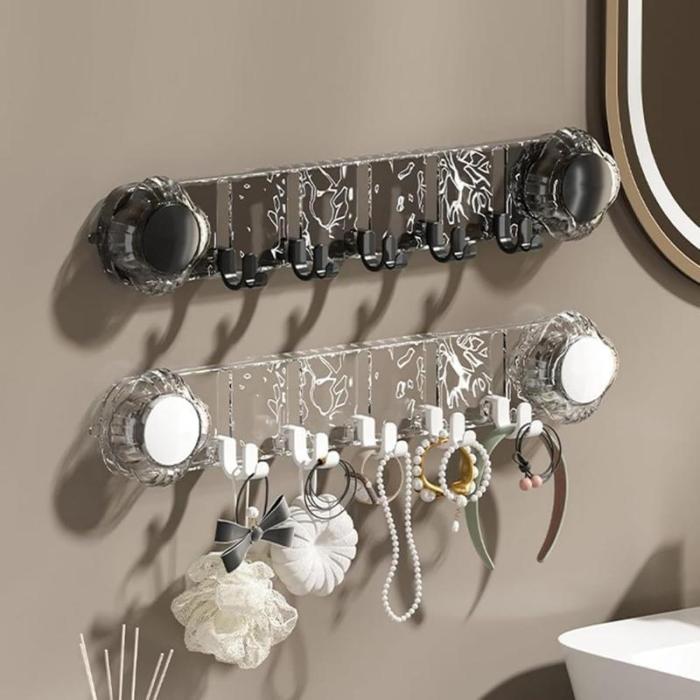 Support Mural à Ventouse – Porte-Accessoires avec Crochets