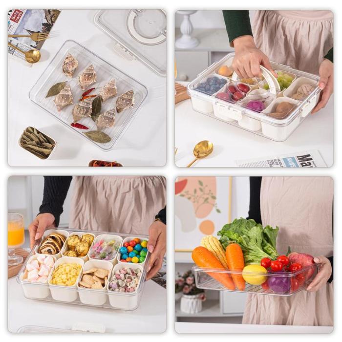 Boîte de Rangement Alimentaire – Plateau à Compartiments avec Couvercle